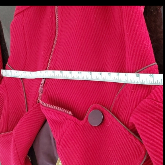 Soia & Kyo Asymmetrical Moto Zip Retro Wool Coat in Dark Red - Picture 10 of 11